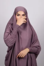 Haya Premium Nida Jilbab 3-Piece Set with Niqab - Dark Lavender - Image 3