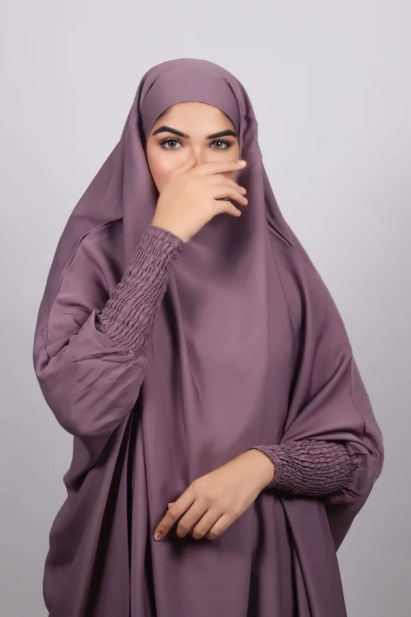 Haya Premium Nida Jilbab 3-Piece Set with Niqab - Dark Lavender - Image 3