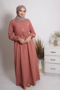 Alaina Drawstring No-Iron Abaya / Dress - Tan