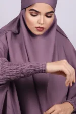 Haya Premium Nida Jilbab 3-Piece Set with Niqab - Dark Lavender - Image 4
