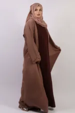 Zara Everyday Zoom Abaya Front Open with pocket - Mocha Latte