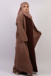 Zara Everyday Zoom Abaya Front Open with pocket - Mocha Latte