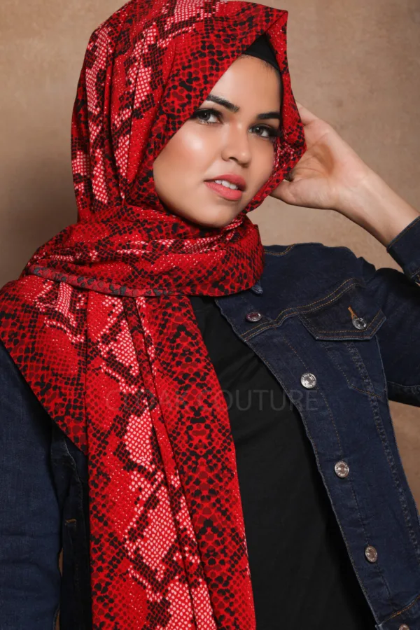 1X7A0097-scaled-2.jpg Red Queen Chiffon Printed Hijab - Image 1