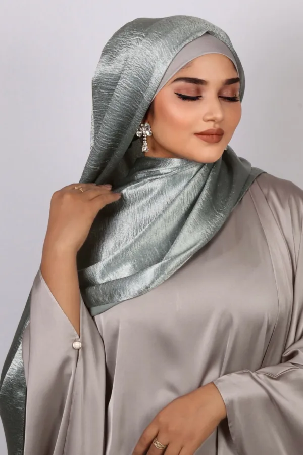 Frozen Mint Marble Satin Hijab - Image 1