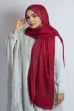 Raspberry Cotton Stone Drop Hijab - Image 3