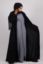 Ariana Full Umbrella Pleat Front Open with Black Diamond Trim - Midnight - Image 3