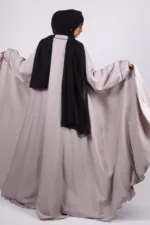 Ariana Full Umbrella Pleat Front Open with Black Diamond Trim - Sandstone - Image 8