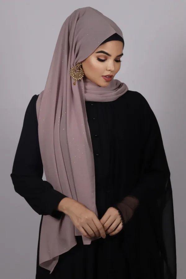 Puce Glitter Chiffon Hijab - Image 1