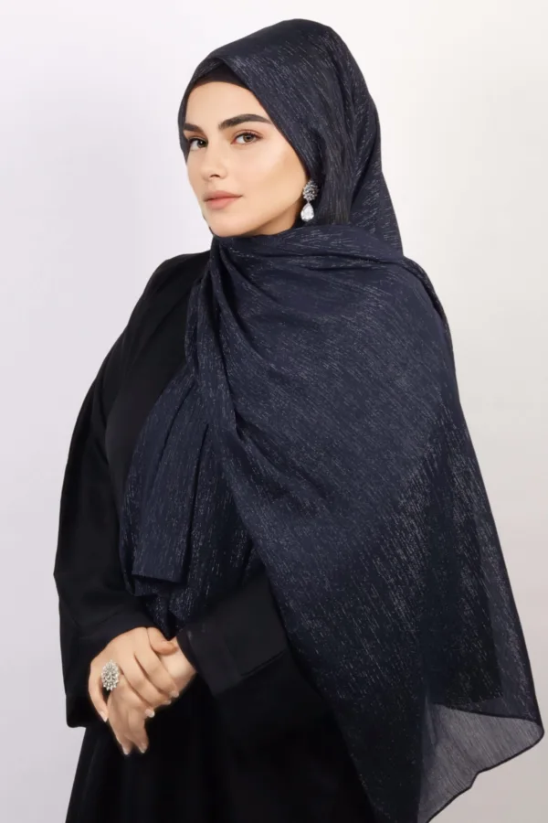 Navy Shimmer Chiffon Hijab - Image 2