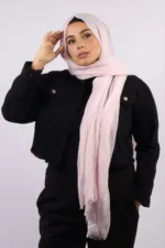 Soft Pink Crinkled Cotton Hijab - Image 2