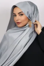 Platinum Grey Shimmer Viscose Hijab - Image 2