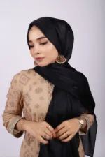Black Muna Satin Hijab - Image 2