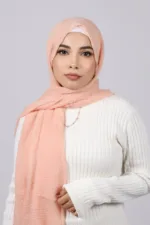 Dusty Peach Crinkled Cotton Hijab - Image 2