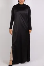 Satin Inner Layering Luxury Sleeveless Dress / Slip – Black - Image 3