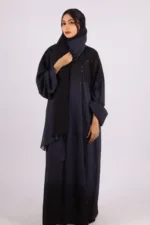 Mehtab Sparkling Glitter Dual Tone Abaya with Front Open - Arabian Night - Image 5
