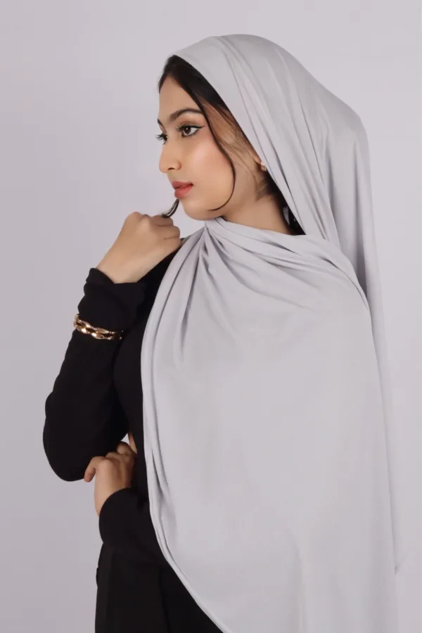 Smoke Turkish Pleated Jersey Hijab - Image 1