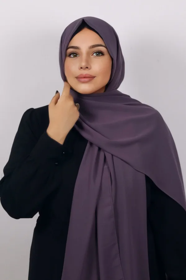 24FC7C3A-A829-436B-8FB0-F7EA56DE8847-1.jpeg Matte Purple Supreme Georgette Hijab - Image 1
