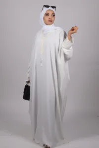 Safa Premium Nida Pristine White Emirati Kaftan For Umrah