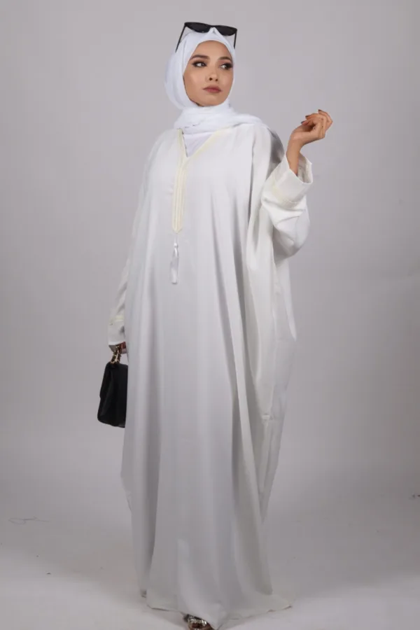 Safa Premium Nida Pristine White Emirati Kaftan For Umrah - Image 1