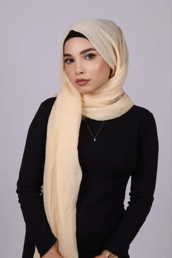 Fig Crinkled Cotton Hijab - Image 2