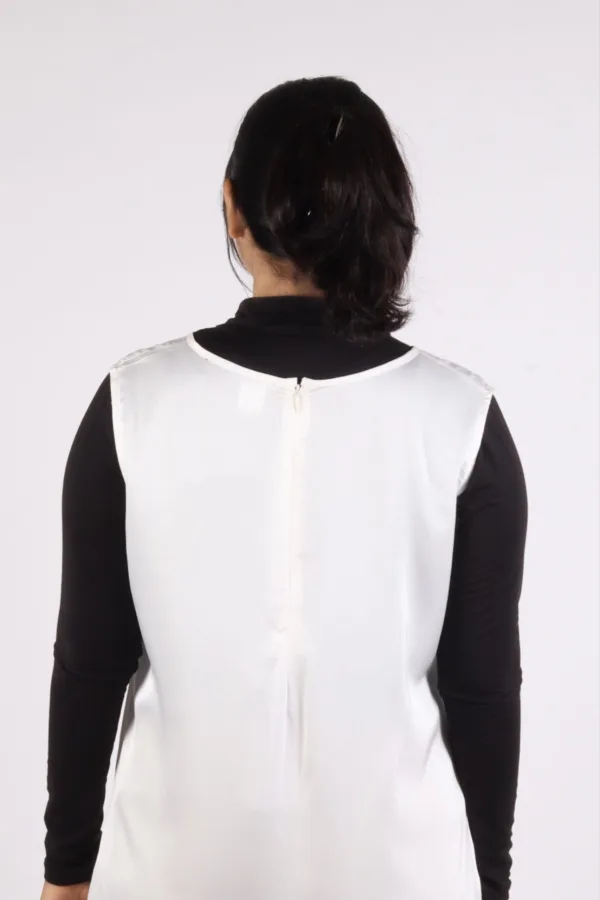 Satin Inner Layering Luxury Sleeveless Dress / Slip – White - Image 3