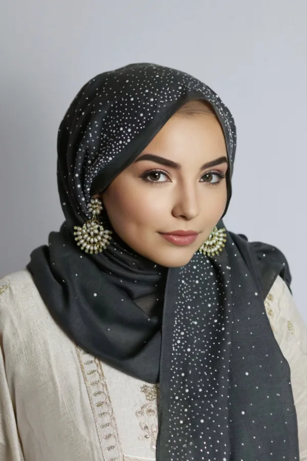 Slate Cotton Stone Drop Hijab - Image 2