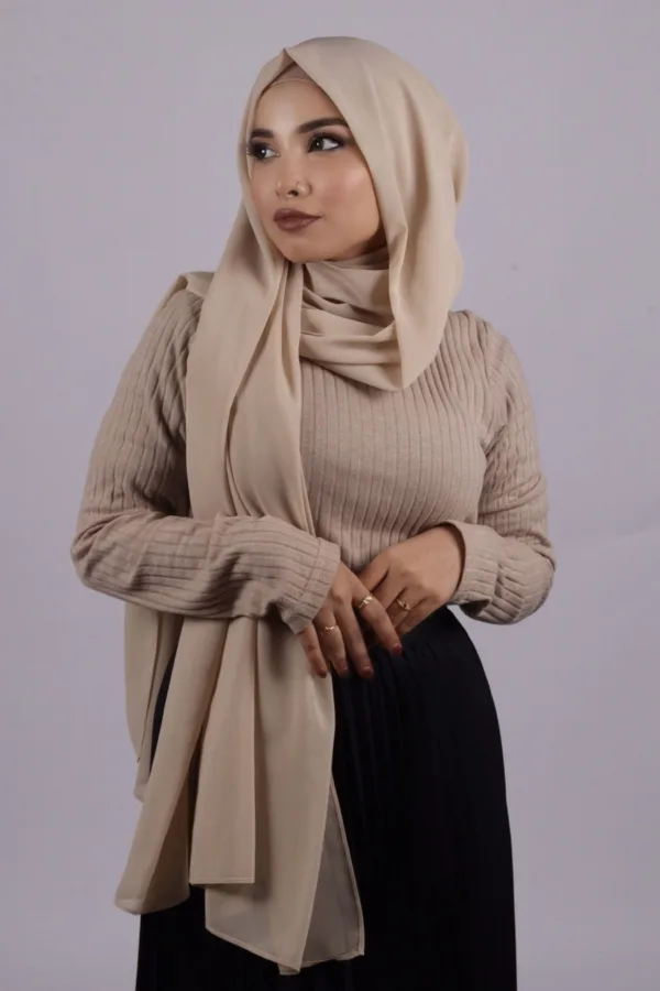 26F85CCC-13AF-4939-BF2C-037309808E0F-1.jpeg Milk Beige Premium Chiffon Hijab - Image 1