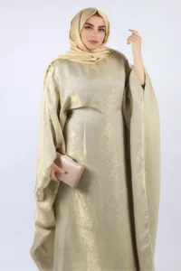 Moroccan Kaftan Organza Abaya - Cosmic Gold