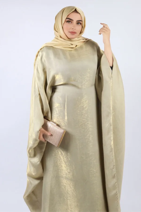 27120E84-5021-4E1C-BC54-7D0BB8081E18.jpeg Moroccan Kaftan Organza Abaya - Cosmic Gold - Image 1