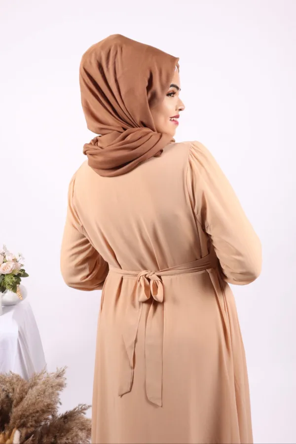 Tanaaz Flared Layered Gown / Abaya - Beige - Image 5