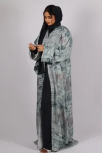 Zephyra Turkish Linen 3-piece Abaya set - Mermaid Green