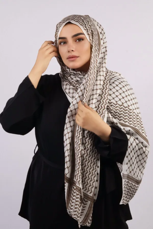 Taupe Modal Keffiyeh Hijab - Image 3