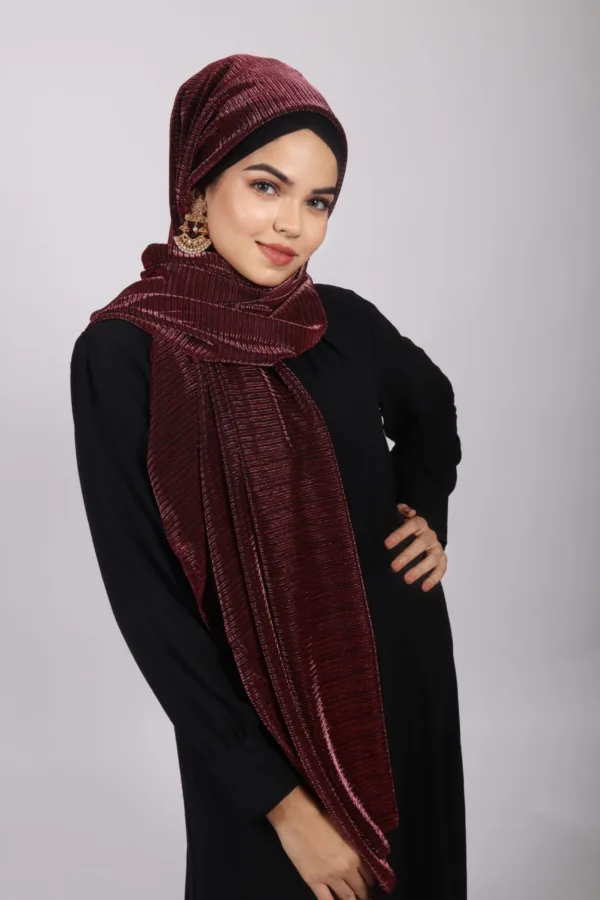 Crysantha Metallic Ribbed Hijab - Image 2