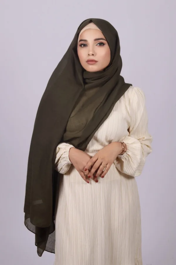 Olive Classic Cotton Hijab - Image 2