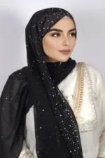 Black Moon Drop Chiffon Hijab - Image 2