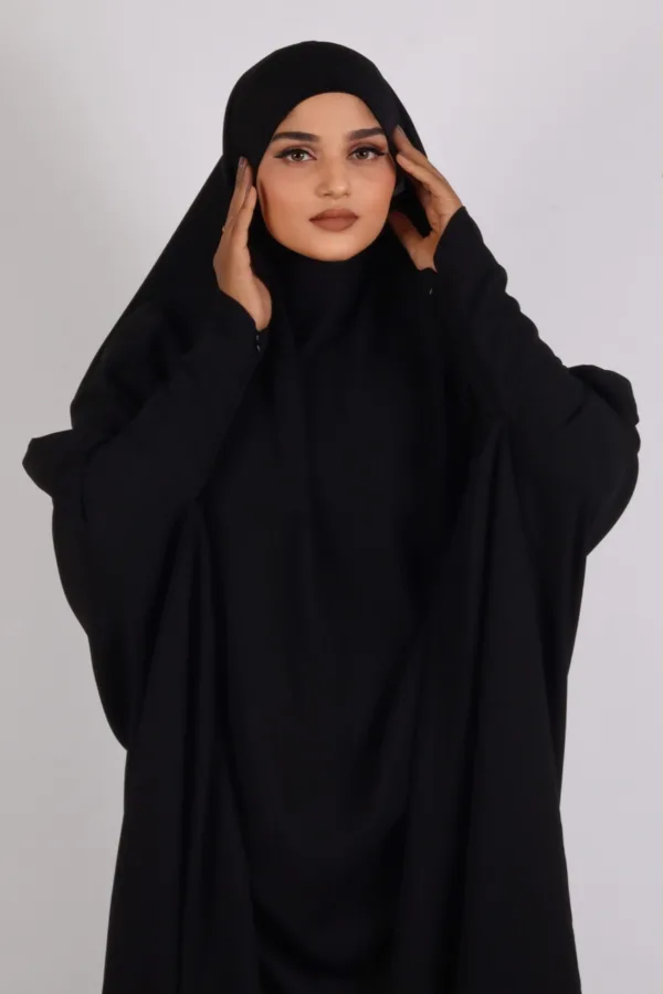 Izzah Firdaus Full Length 1-Piece Jilbab with Zipper Sleeve and Half-Niqab - Black - Image 3