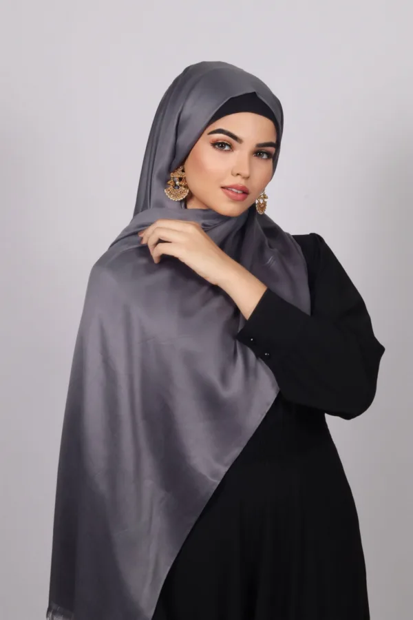 Gunmetal Luxe Silk Hijab - Image 1