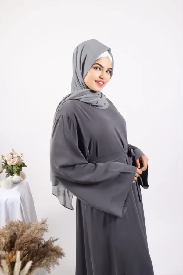 Eve Classic Abaya Dress - Grey - Image 3