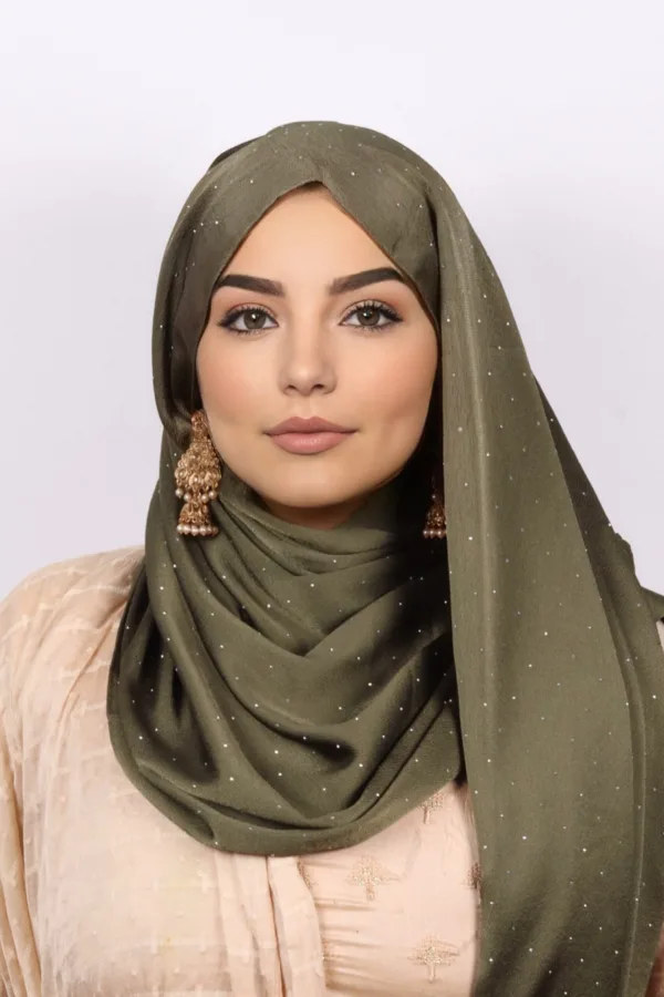Raisin Rhinestone Silk Hijab - Image 2