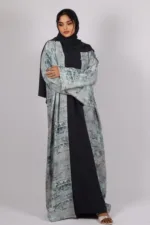 Zephyra Turkish Linen 3-piece Abaya set - Mermaid Green - Image 5