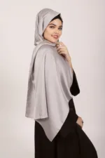 Pearl Grey Turkish Silk Hijab - Image 2