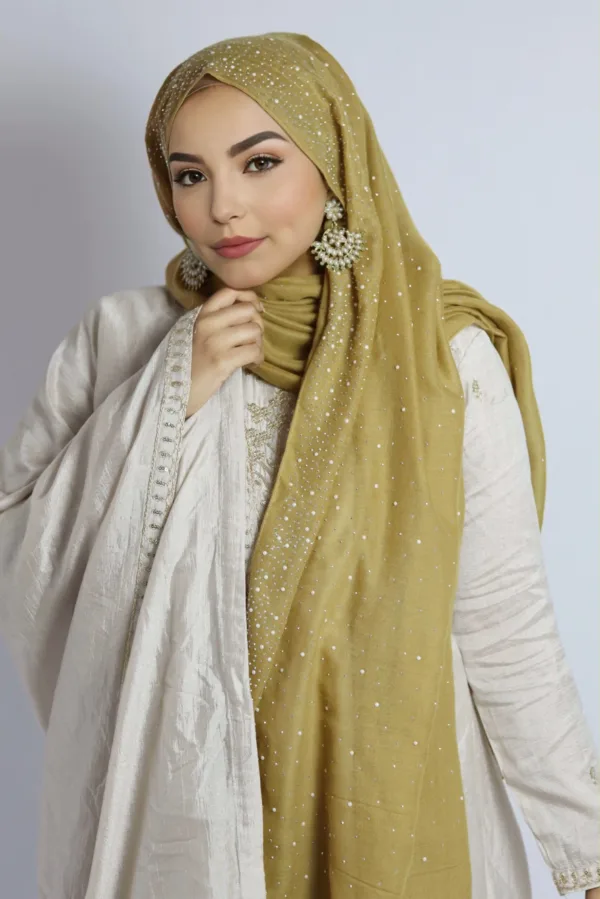 Sandalwood Cotton Stone Drop Hijab - Image 1