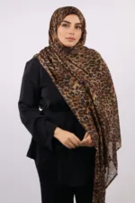Raw Amber Modal Leopard Print Hijab - Image 4