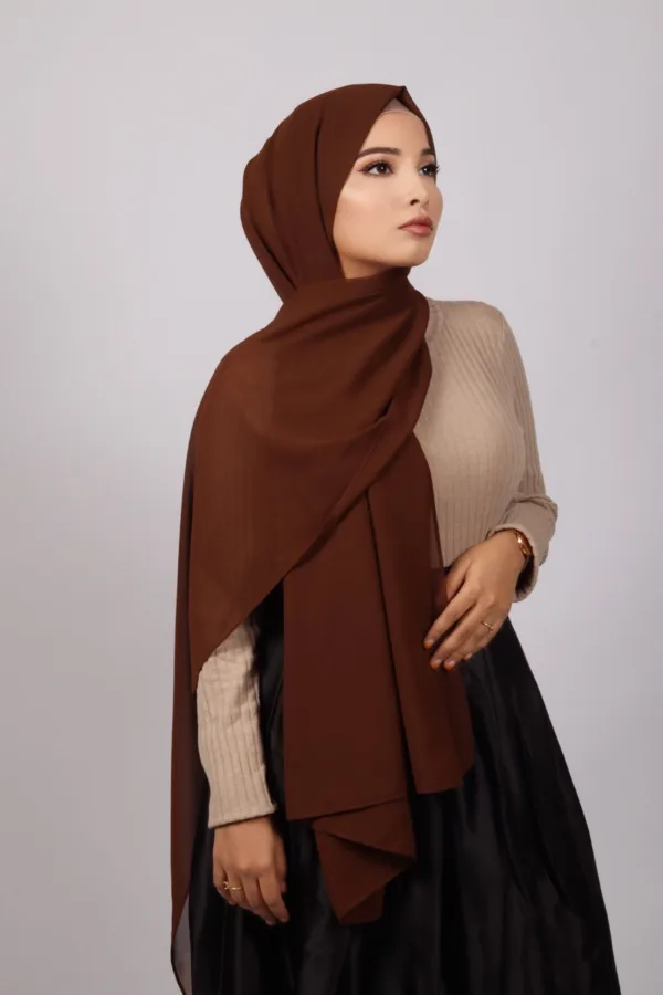 Chocolate Premium Chiffon Hijab - Image 2
