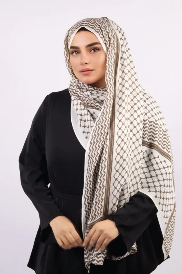 Taupe Modal Keffiyeh Hijab - Image 4