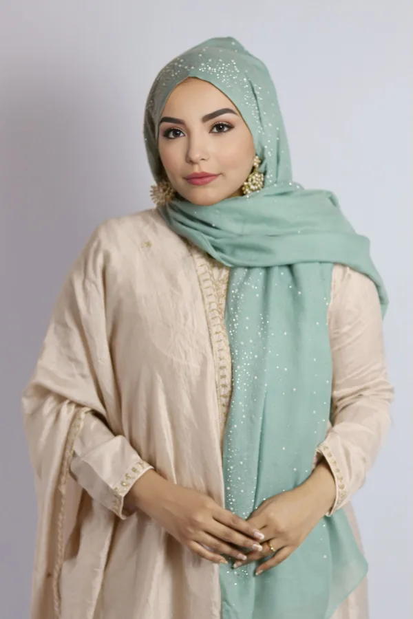 Mint Muse Cotton Stone Drop Hijab - Image 2