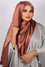 Brass Copper Marble Satin Hijab - Image 3