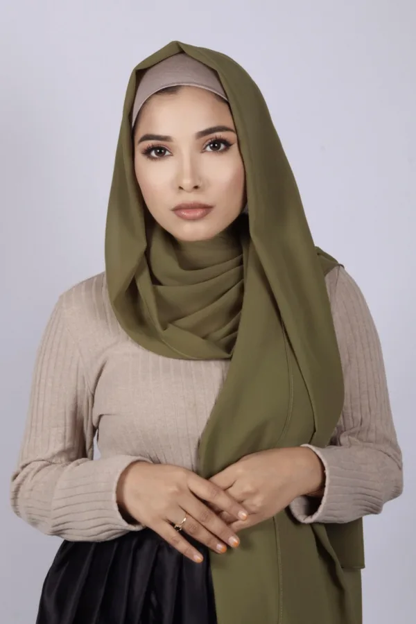 Moss Green Premium Chiffon Hijab - Image 1