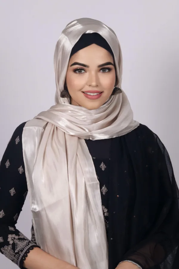 Cream Shell Premium Organza Hijab - Image 2