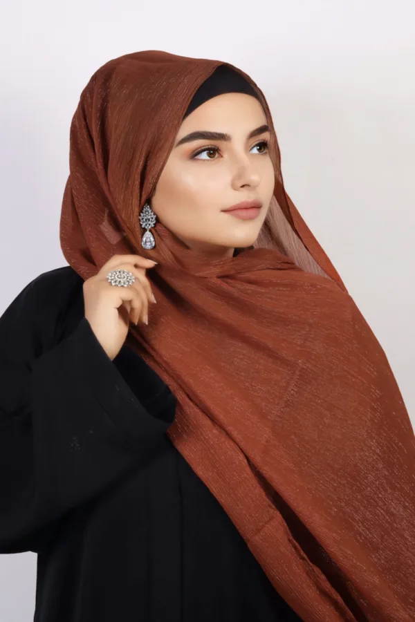Biscuit Bronze Shimmer Chiffon Hijab - Image 2
